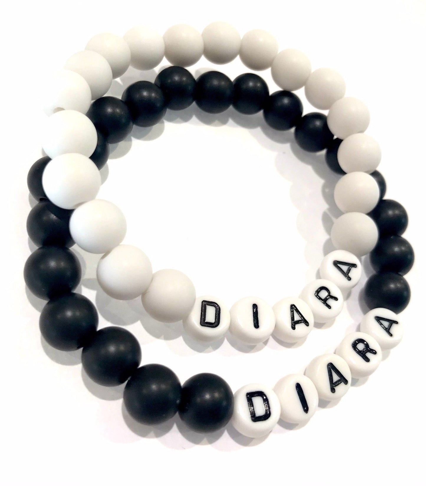 Náramky pre páry s menom čierny biely 2 ks-Bracelets-DIARAfashion-DIARA.sk