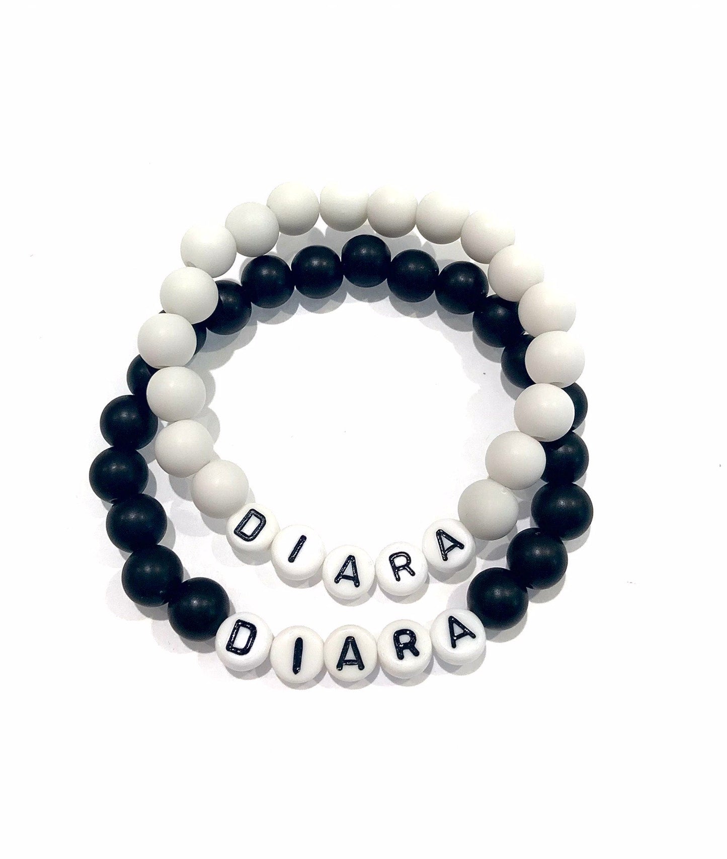 Náramky pre páry s menom čierny biely 2 ks-Bracelets-DIARAfashion-DIARA.sk