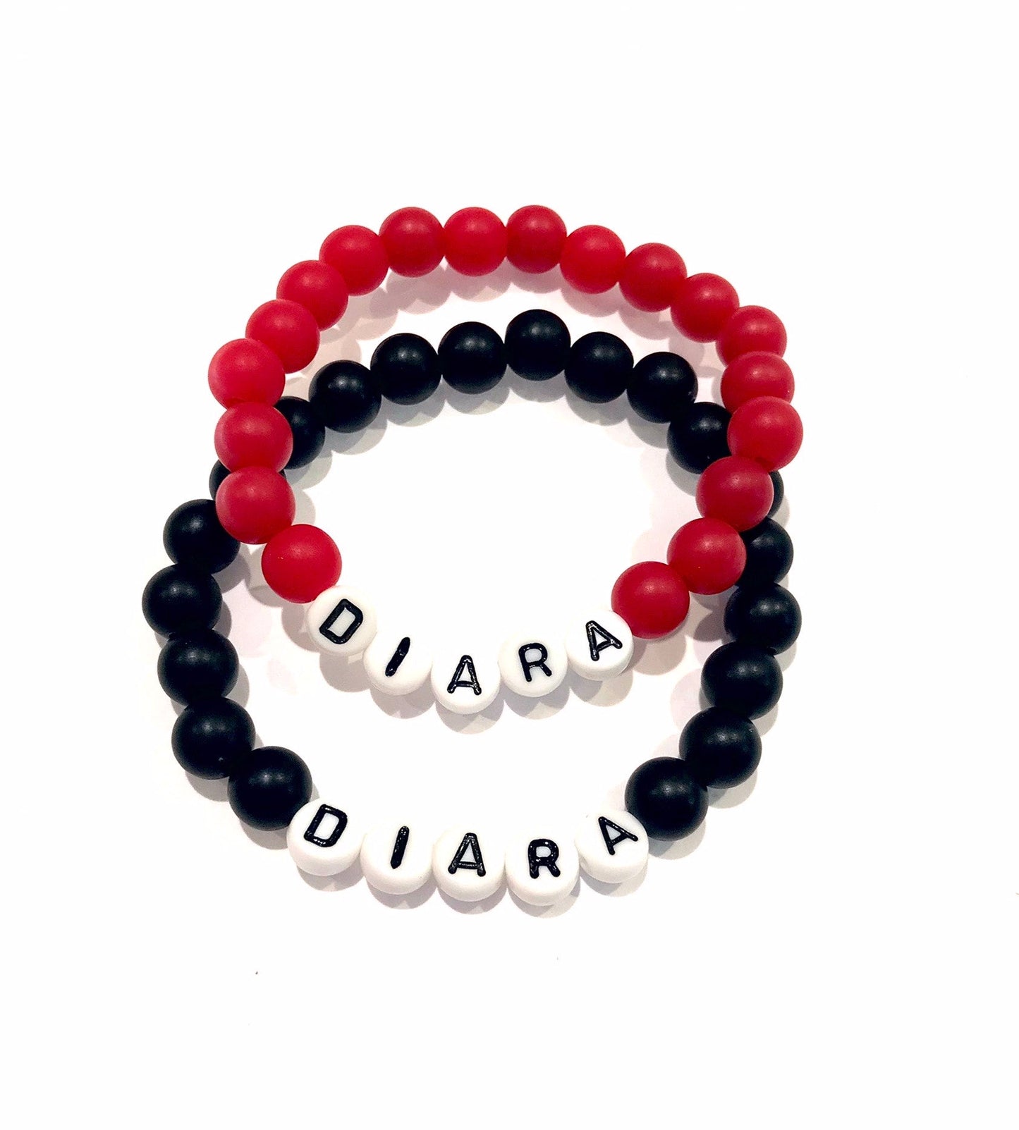 Náramky pre páry s menom s korálkami čierno-červené 2 ks-Bracelets-DIARAfashion-DIARA.sk