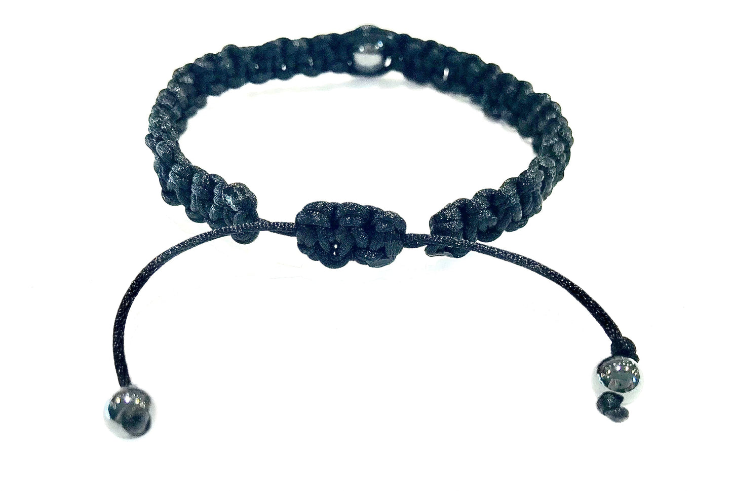 Pánsky nastaviteľný pletený náramok s Hematitom čierny šnúrkový-Bracelets-DIARAfashion-DIARA.sk