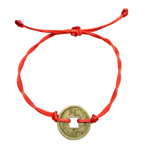 Pánsky pletený šnúrkový náramok s čínskou mincou červený-Bracelets-DIARAfashion-DIARA.sk