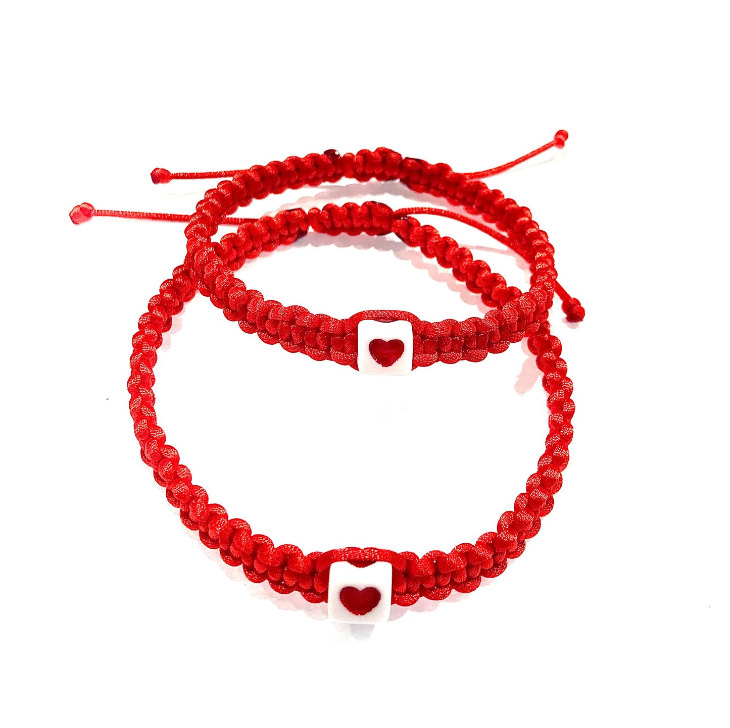 Pletené náramky pre páry so srdcom červené-Bracelets-DIARAfashion-DIARA.sk