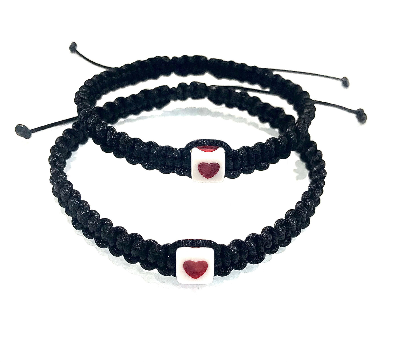 Pletené náramky pre páry so srdcom čierne-Bracelets-DIARAfashion-DIARA.sk