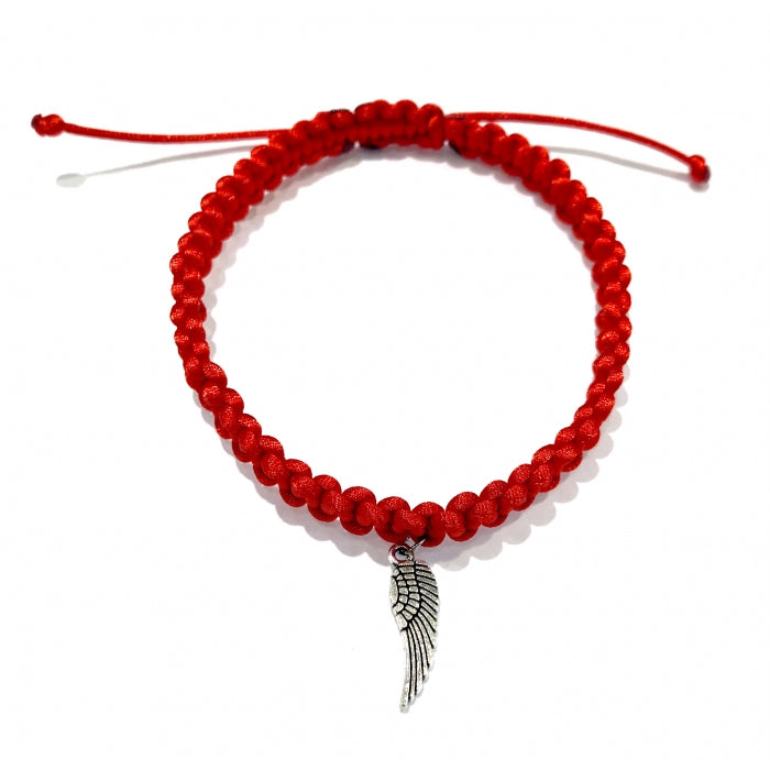 Pletený šnúrkový náramok s príveskom anjelske krídlo červený-Bracelets-DIARAfashion-DIARA.sk