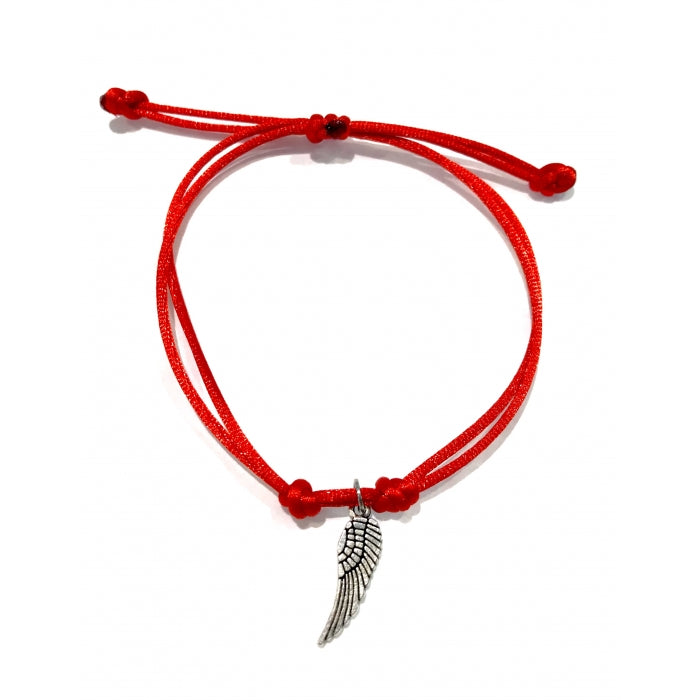 Pletený šnúrkový náramok tenký s príveskom anjelské krídlo červený-Bracelets-DIARAfashion-DIARA.sk