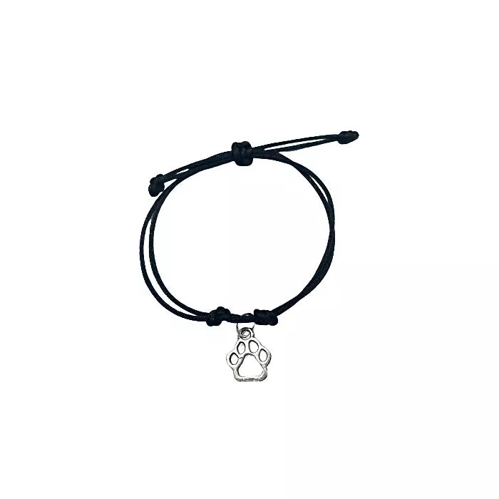 Pletený šnúrkový náramok tenký s príveskom psia labka čierny-Bracelets-DIARAfashion-DIARA.sk