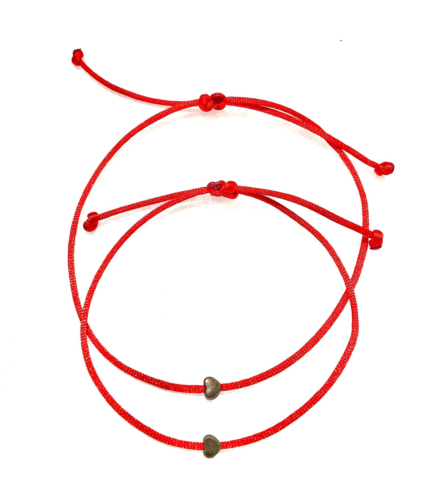 Šnúrkové náramky pre páry so srdiečkom červené tenké-Bracelets-DIARAfashion-DIARA.sk