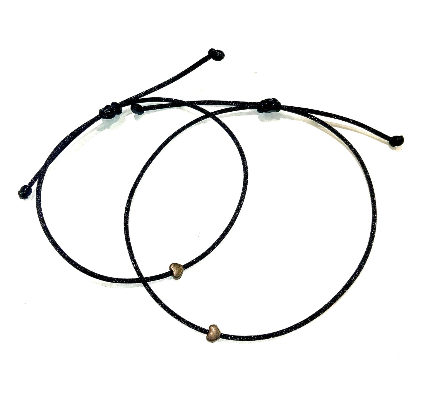 Šnúrkové náramky pre páry so srdiečkom čierne tenké-Bracelets-DIARAfashion-DIARA.sk