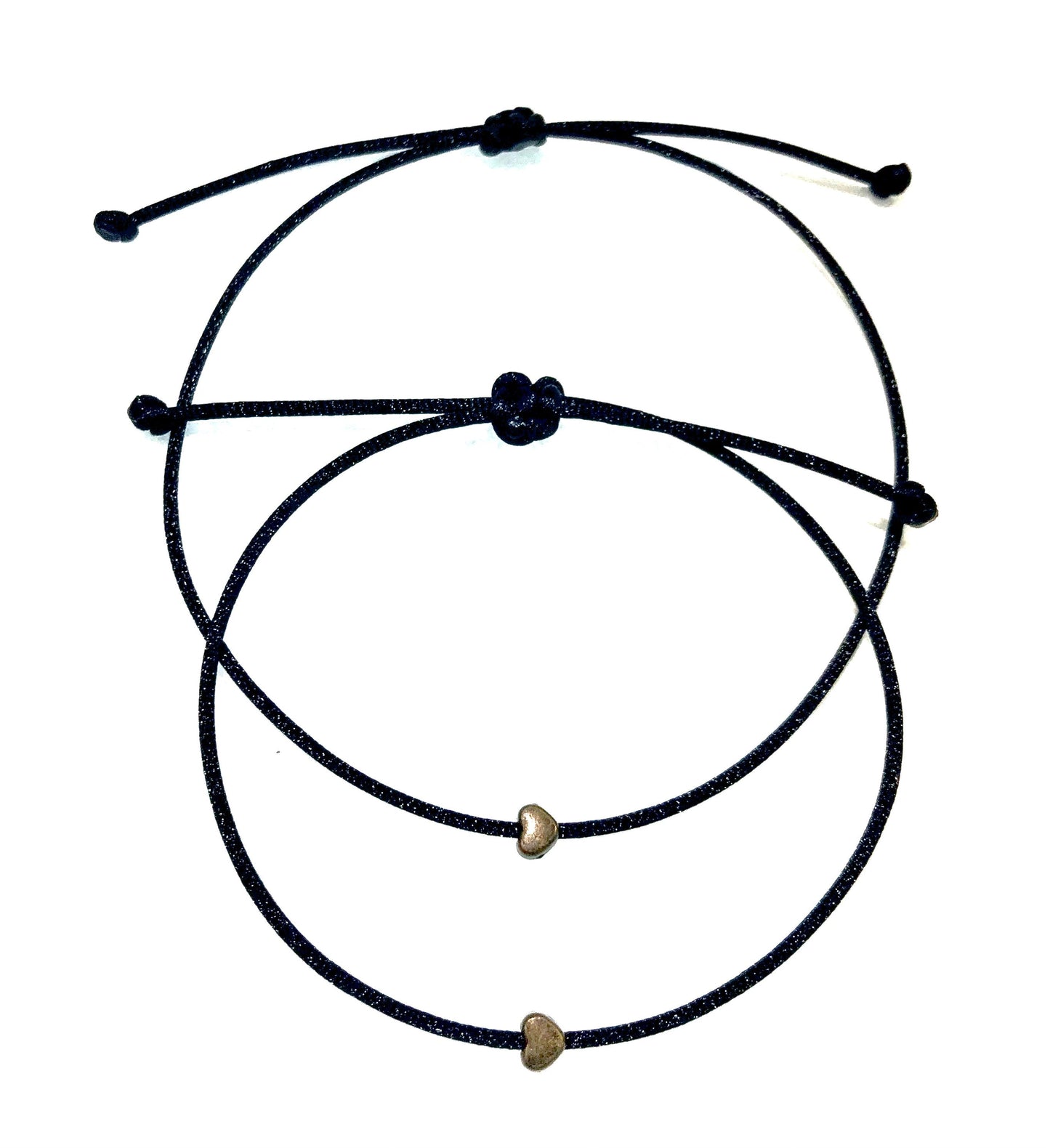 Šnúrkové náramky pre páry so srdiečkom čierne tenké-Bracelets-DIARAfashion-DIARA.sk