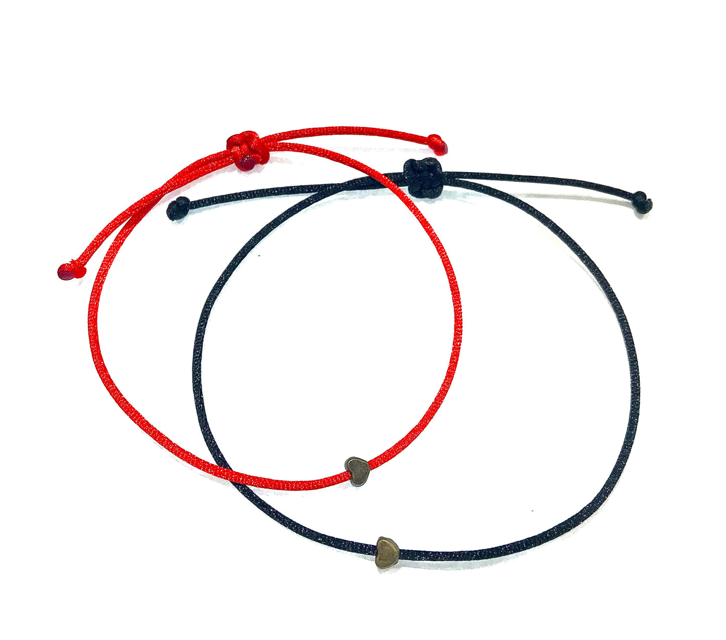 Šnúrkové tenké náramky pre páry so srdiečkom červený čierny-Bracelets-DIARAfashion-DIARA.sk