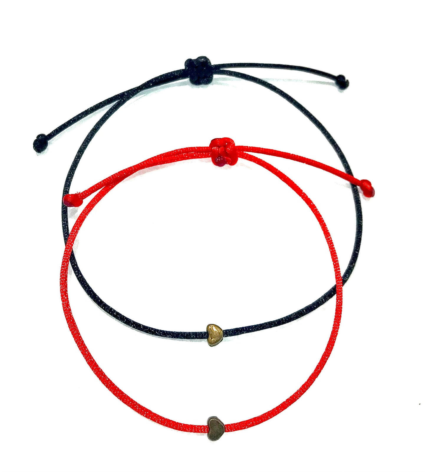 Šnúrkové tenké náramky pre páry so srdiečkom červený čierny-Bracelets-DIARAfashion-DIARA.sk