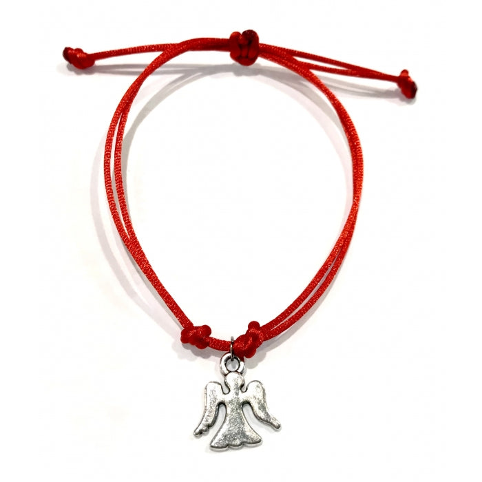 Tenký pletený šnúrkový náramok s príveskom anjela červený-Bracelets-DIARAfashion-DIARA.sk