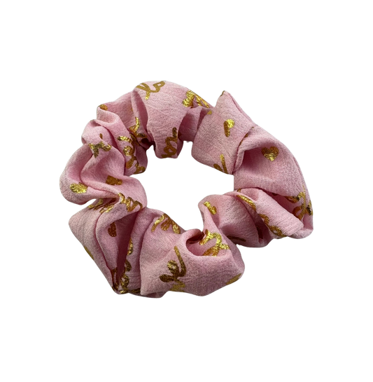 Gumička do vlasov scrunchie Love ružová