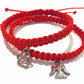 Dámske pletené náramky set 2 ks s príveskami červené-Bracelets-DIARAfashion-DIARA.sk
