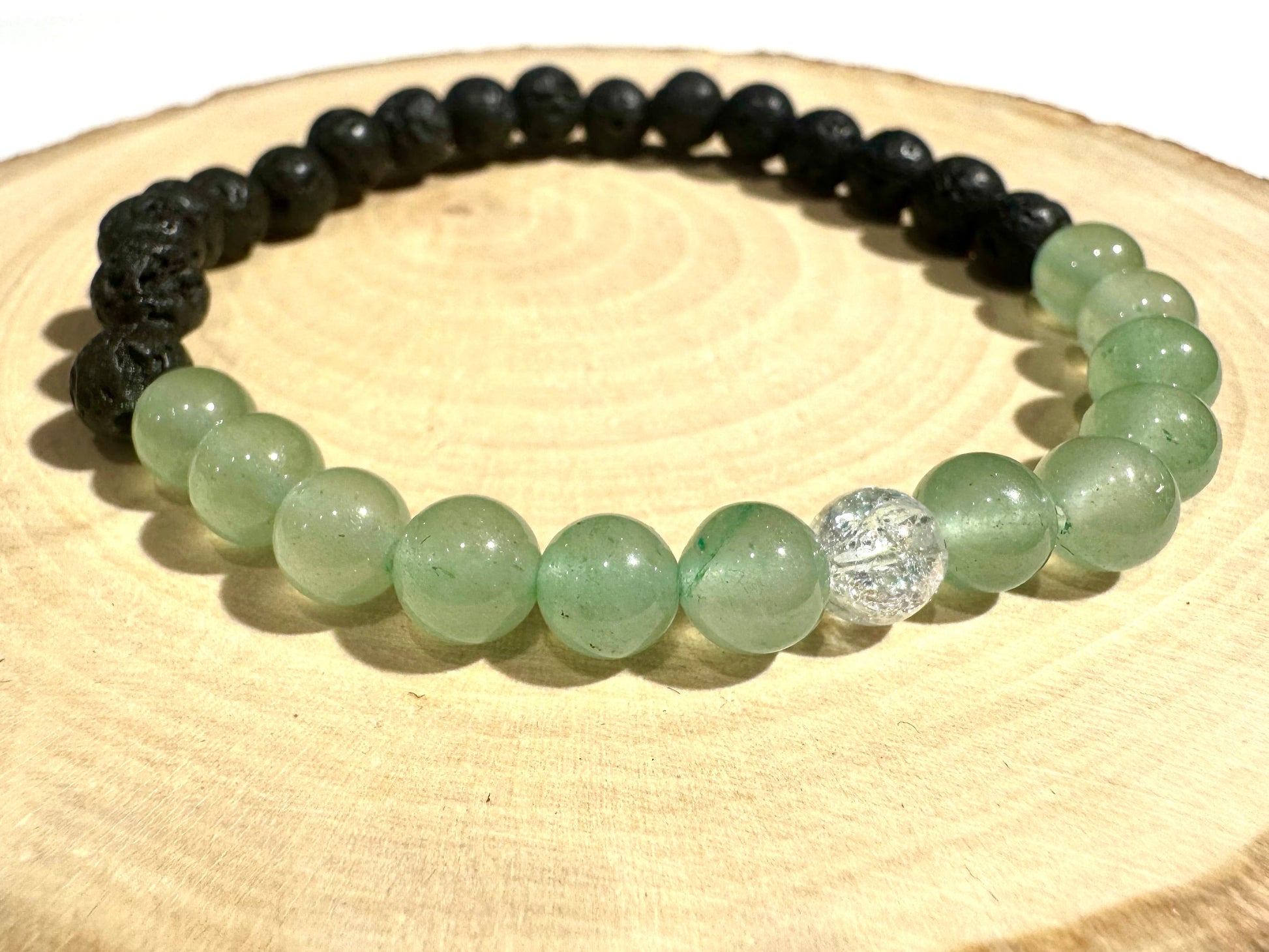 Dámsky náramok z minerálov Zelený Avanturín a Lávový kameň, Krištáľ-Bracelets-DIARA.sk-DIARA.sk