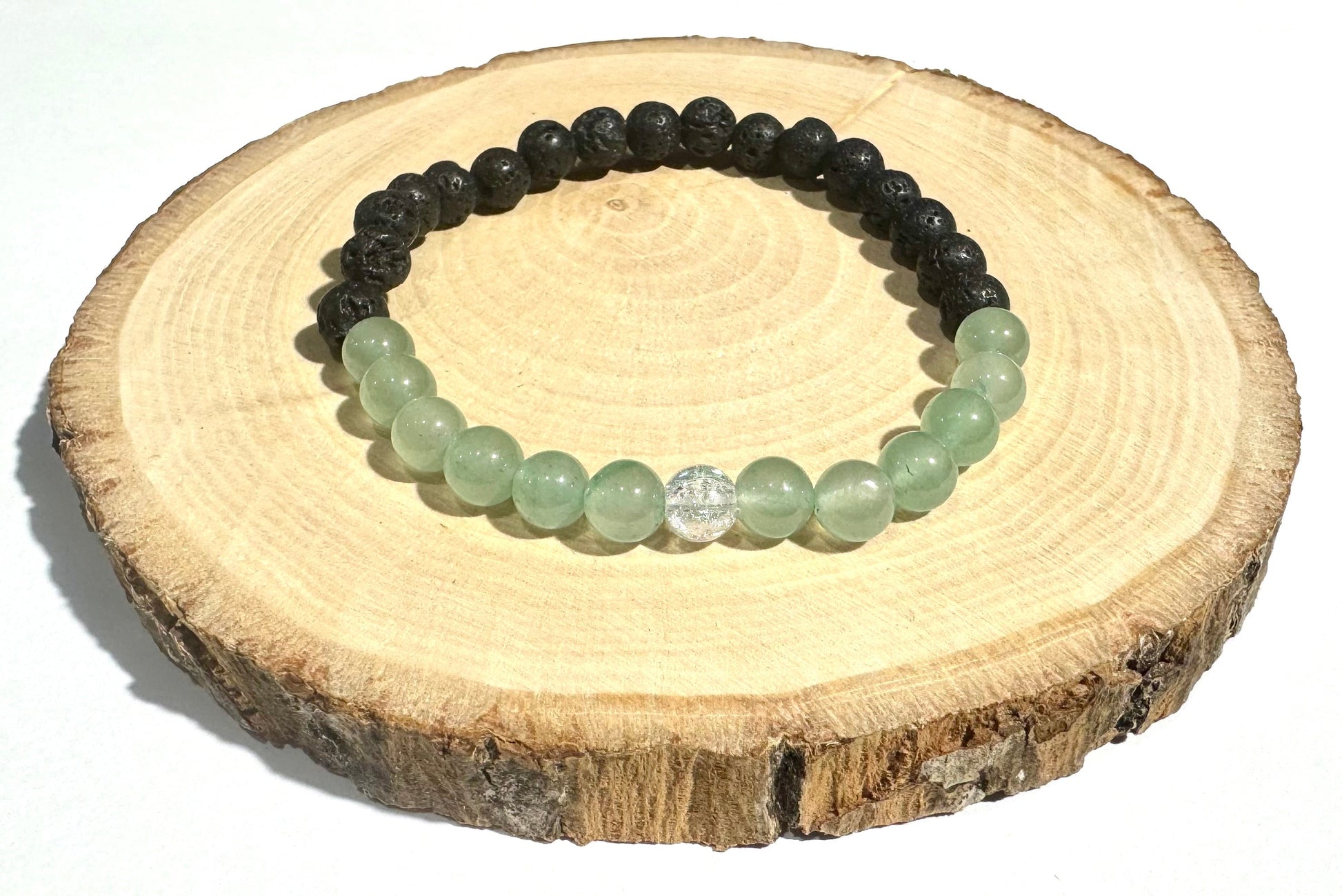 Dámsky náramok z minerálov Zelený Avanturín a Lávový kameň, Krištáľ-Bracelets-DIARA.sk-DIARA.sk