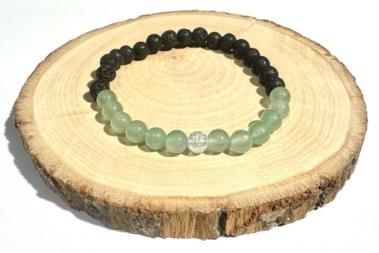 Dámsky náramok z minerálov Zelený Avanturín a Lávový kameň, Krištáľ-Bracelets-DIARA.sk-DIARA.sk