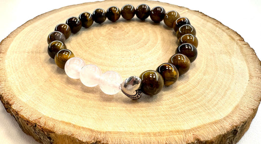 Dámsky náramok z minerálov so srdiečkom Ruženín a Tigrie oko-Bracelets-DIARA.sk-DIARA.sk