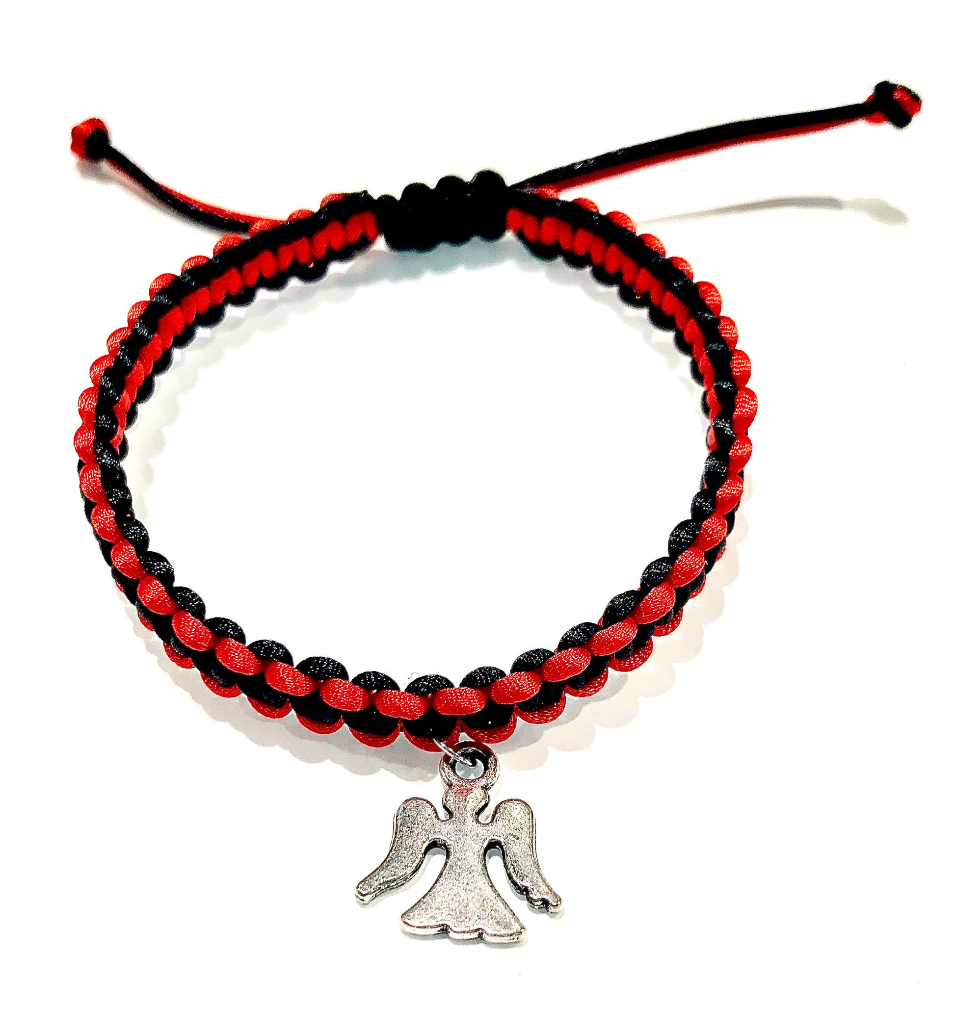Dámsky šnúrkový náramok s anjelom červeno-čierny-Bracelets-DIARA-DIARA.sk