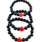 Korálkové náramky sada 3 ks so srdiečkami čierne-Bracelets-DIARA-DIARA.sk