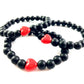Korálkové náramky sada 3 ks so srdiečkami čierne-Bracelets-DIARA-DIARA.sk
