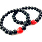 Korálkové náramky set 2 ks čierne so srdiečkami-Bracelets-DIARAfashion-DIARA.sk