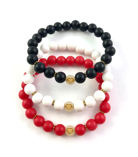 Korálkové náramky set 3 ks mix farieb so srdiečkami-Bracelets-DIARAfashion-DIARA.sk