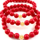 Korálkové náramky set 3 ks so srdiečkami červené-Bracelets-DIARAfashion-DIARA.sk