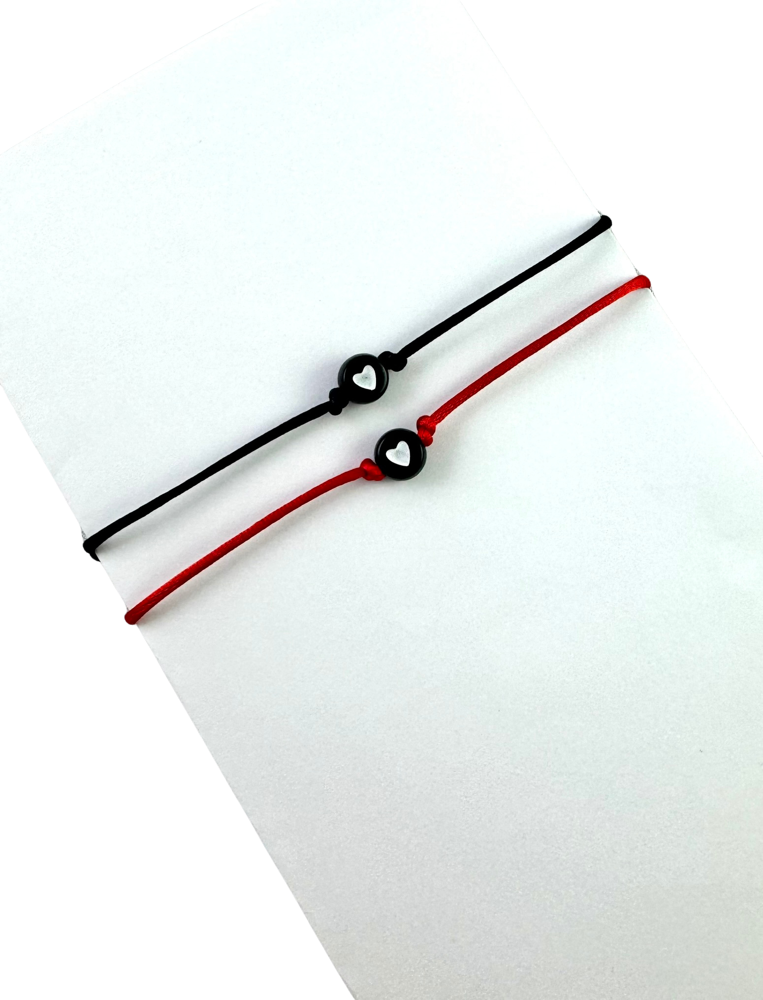 Náramky pre pár so srdiečkami tenké červeno-čierne-Bracelets-DIARAfashion-DIARA.sk