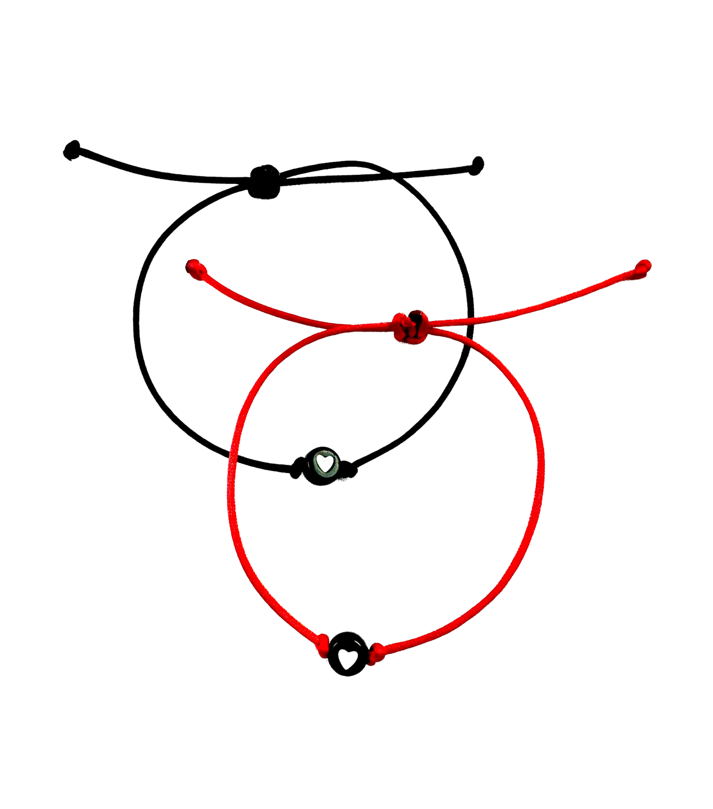 Náramky pre pár so srdiečkami tenké červeno-čierne-Bracelets-DIARAfashion-DIARA.sk