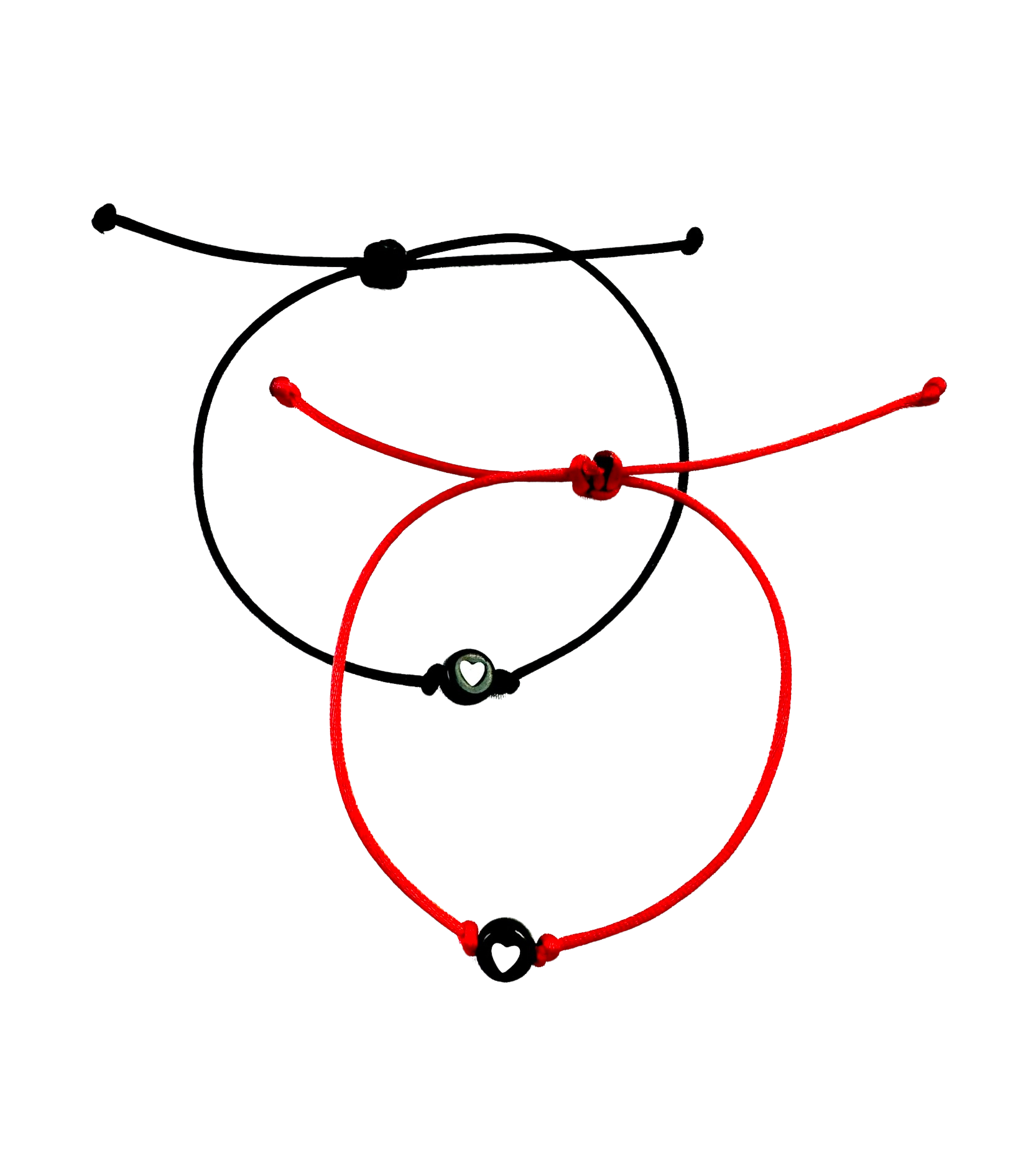 Náramky pre pár so srdiečkami tenké červeno-čierne-Bracelets-DIARAfashion-DIARA.sk