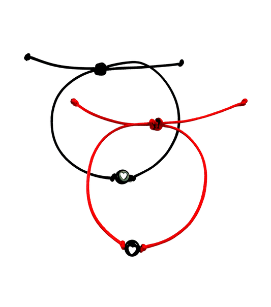 Náramky pre pár so srdiečkami tenké červeno-čierne-Bracelets-DIARAfashion-DIARA.sk