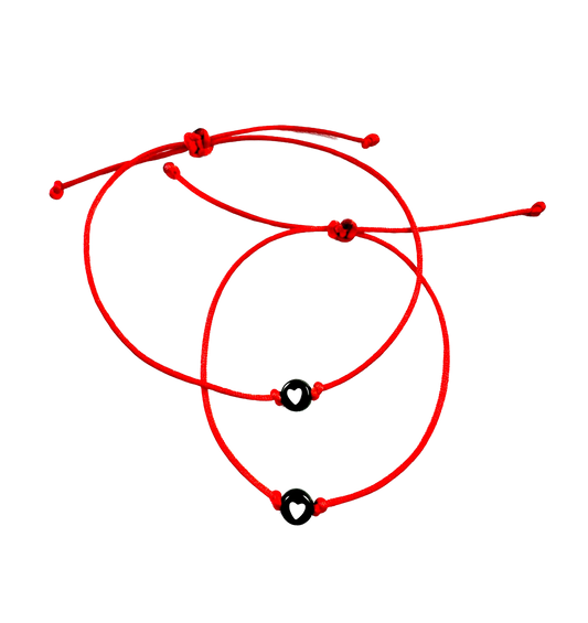 Náramky pre pár tenké so srdiečkami červené-Bracelets-DIARAfashion-DIARA.sk