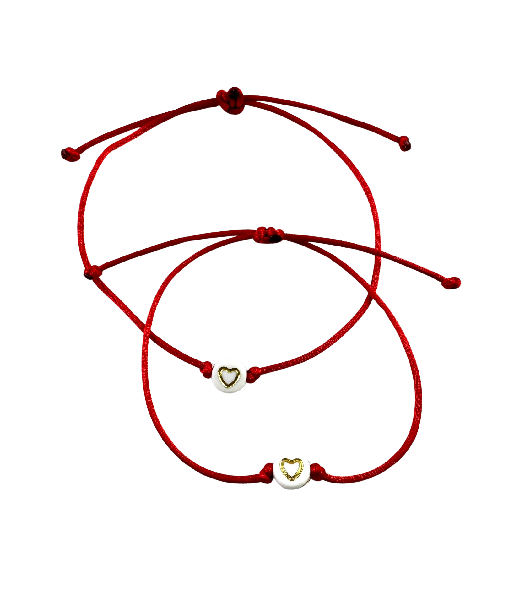 Náramky pre páry tenké so zlatými srdiečkami červené-Bracelets-DIARAfashion-DIARA.sk