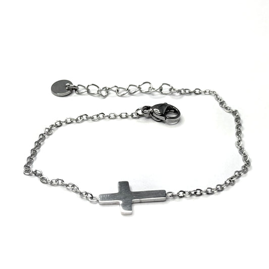 Náramok z chirurgickej ocele krížik strieborný-Bracelets-DIARA.sk-DIARA.sk