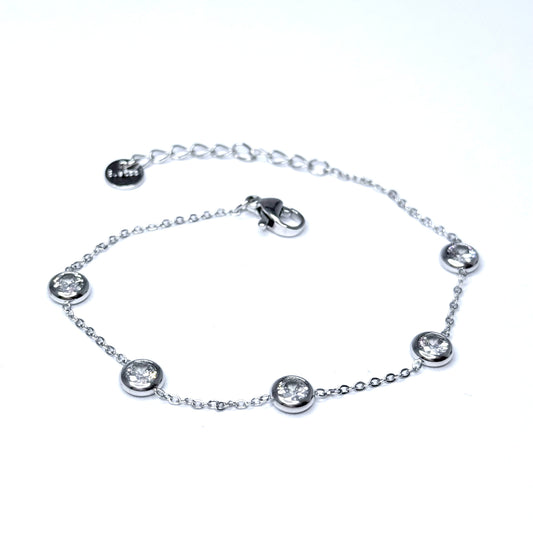 Náramok z chirurgickej ocele s kamienkami strieborný-Bracelets-DIARA.sk-DIARA.sk