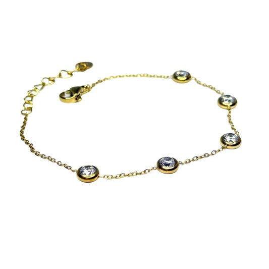 Náramok z chirurgickej ocele s kamienkami zlatý-Bracelets-DIARA.sk-DIARA.sk