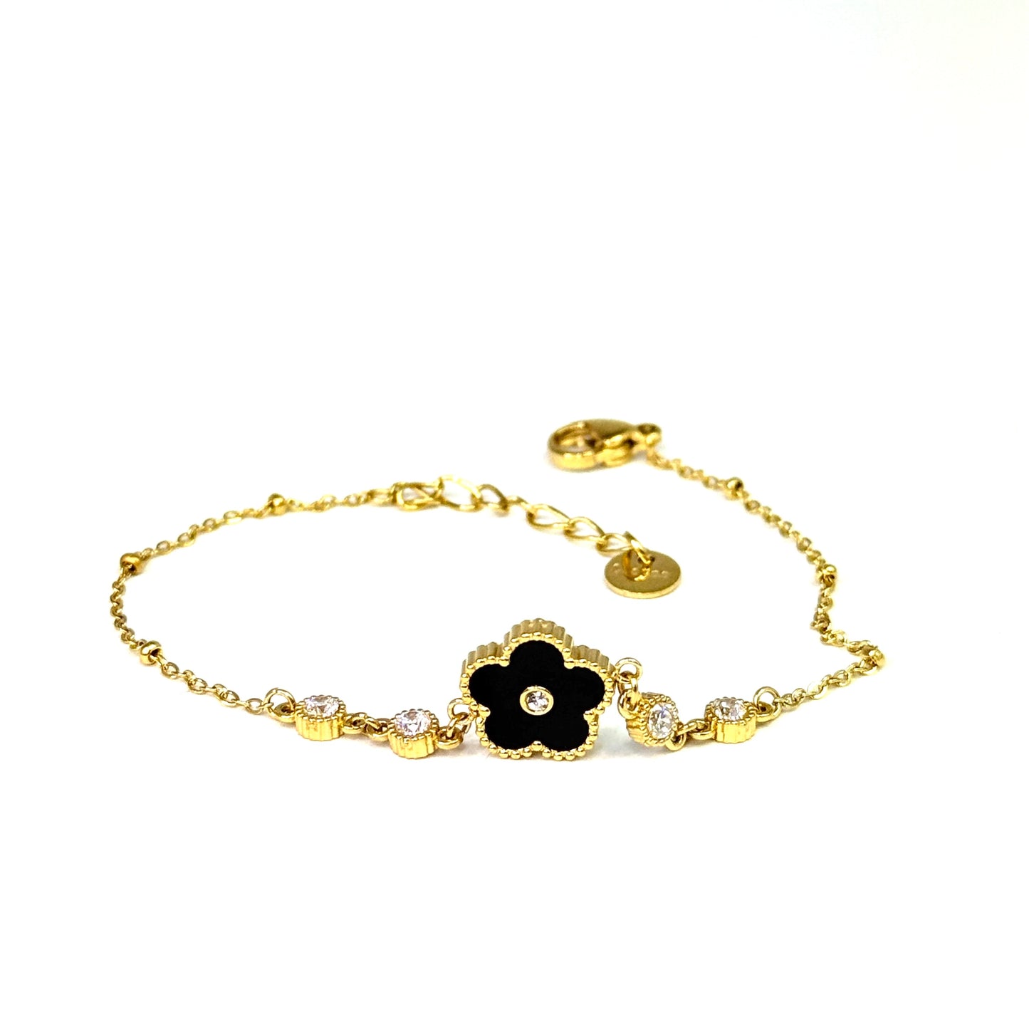 Náramok z chirurgickej ocele s kvetinou zlatý-Bracelets-DIARA.sk-DIARA.sk