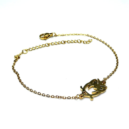 Náramok z chirurgickej ocele sova tenký zlatý-Bracelets-DIARA.sk-DIARA.sk