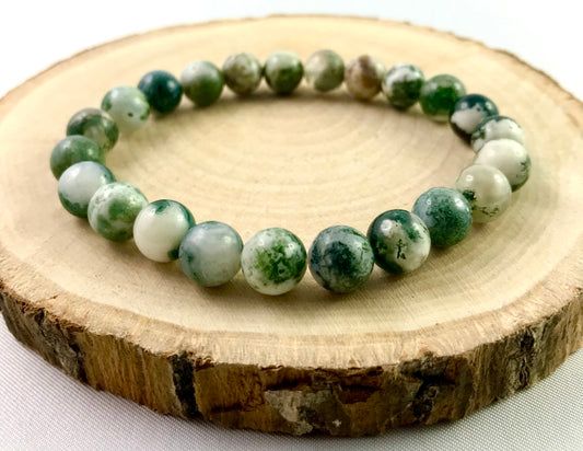 Náramok z minerálov Achát machový zelený 8 mm-Bracelets-DIARAfashion-DIARA.sk