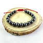Náramok z minerálov Hematit 10 mm sivý na červenej šnúrke-Bracelets-DIARAfashion-Dámsky-DIARA.sk