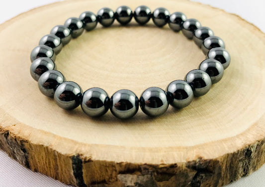 Náramok z minerálov Hematit 8 mm sivý guľatý-Bracelets-DIARAfashion-Dámsky-DIARA.sk