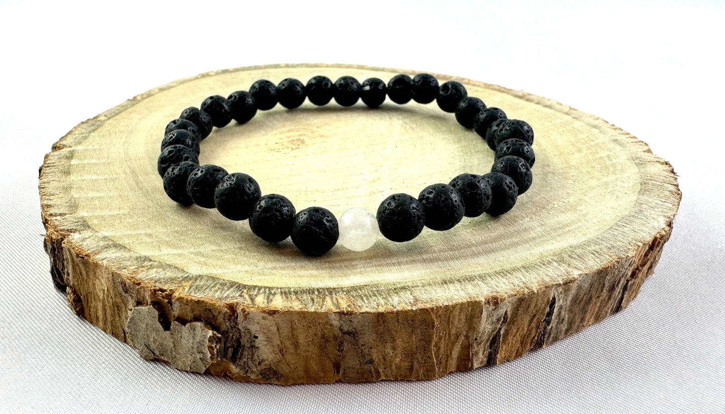 Náramok z minerálov Lávový kameň a Krištáľ 6 mm-DIARAfashion-DIARA.sk