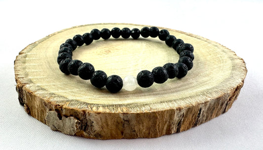 Náramok z minerálov Lávový kameň a Krištáľ 6 mm-DIARAfashion-DIARA.sk