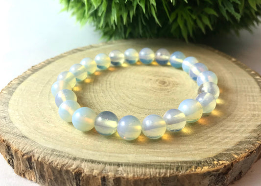Náramok z minerálov Opalit 8 mm biely modrý-Bracelets-DIARAfashion-DIARA.sk