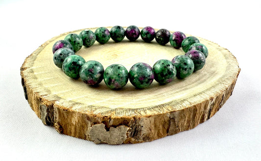Náramok z minerálov Rubín v Zoisite 10 mm zelený fialový-Bracelets-DIARAfashion-DIARA.sk