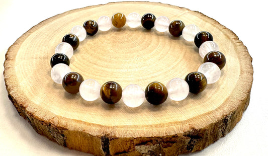 Náramok z minerálov Tigrie oko a Ruženín 8 mm-Bracelets-DIARA.sk-DIARA.sk