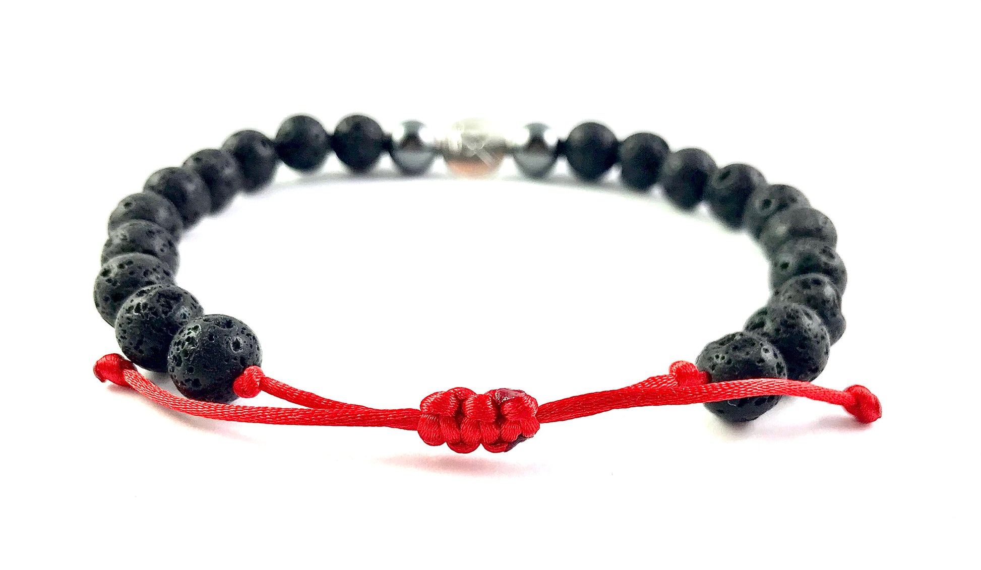 Náramok z minerálov zverokruh Lávový kameň a Hematit 8 mm červená šnúrka-Bracelets-DIARAfashion-Dámsky-Vodnár-DIARA.sk