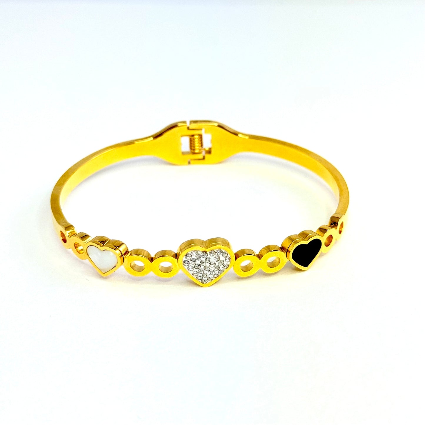 Obručový náramok z chirurgickej ocele srdcia zlatý-Bracelets-DIARA.sk-DIARA.sk