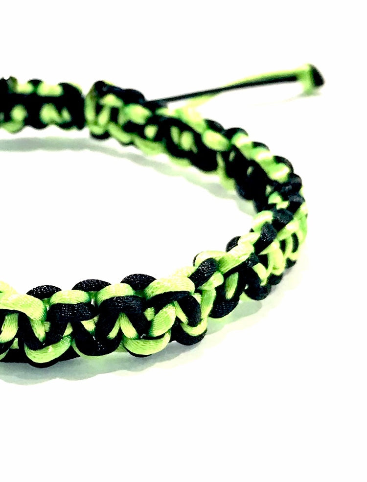 Pánsky náramok pletený šnúrkový dvojfarebný čierny neónový zelený hrubý-Bracelets-DIARAfashion-DIARA.sk
